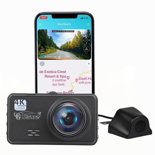 STANSO 4K Dual Dashcam | Wide-Angle, Night Vision